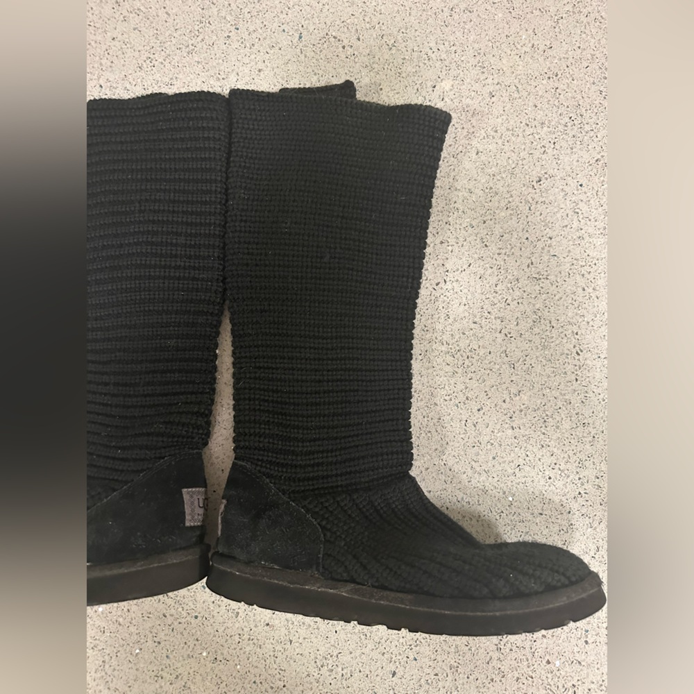 UGG Classic Cardy Black Knit Boots with Button Accents 8 - Picture 6 of 13